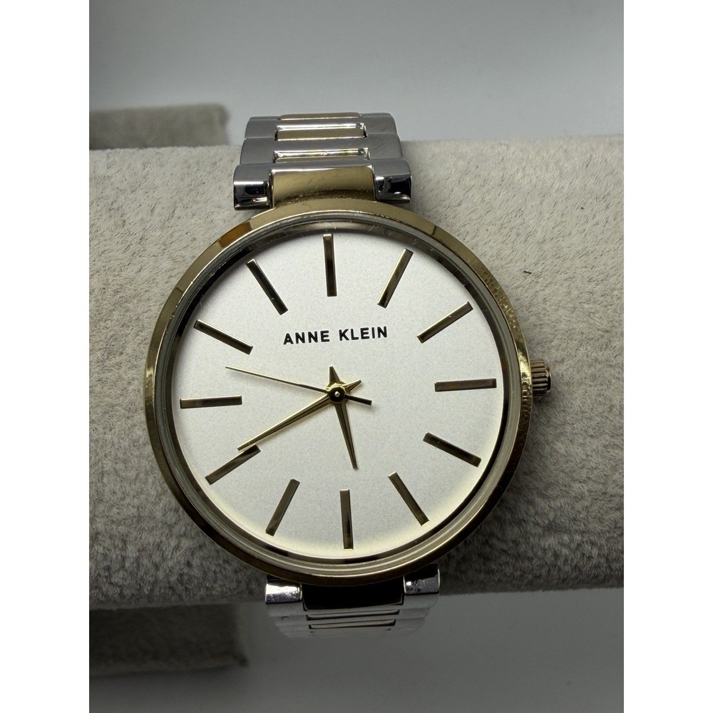 Anne Klein AK/2787G New Battery Ladies Watch 34MM 6" Silver Dial Two Tone